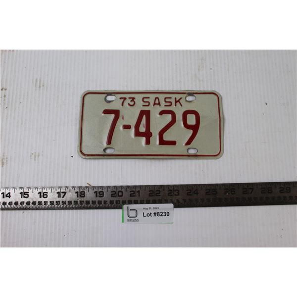 1973 Saskatchewan License Plate