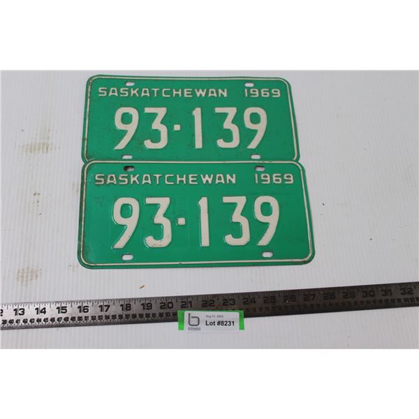 Pair of 1969 Saskatchewan License Plates