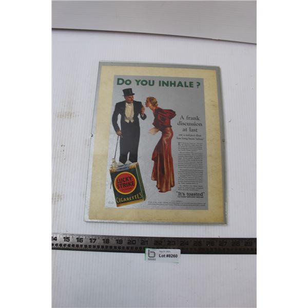 Framed Lucky Strike Advertisement "Do You Inhale" (14 x 11.5")