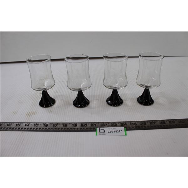 (4) Glasses with Black Base