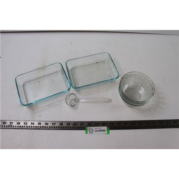 Pyrex Glass Dishes and Ladle