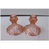 Image 2 : (2)Pink Depression Glass Candle Holders