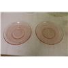 Image 2 : 2-Pink Depression Glass Saucers + Assorted Glassware