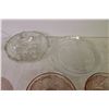Image 6 : 2-Pink Depression Glass Saucers + Assorted Glassware