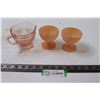 Image 1 : Small Pink Glasses and Pink Depression Glass Creamer