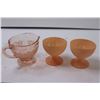 Image 2 : Small Pink Glasses and Pink Depression Glass Creamer