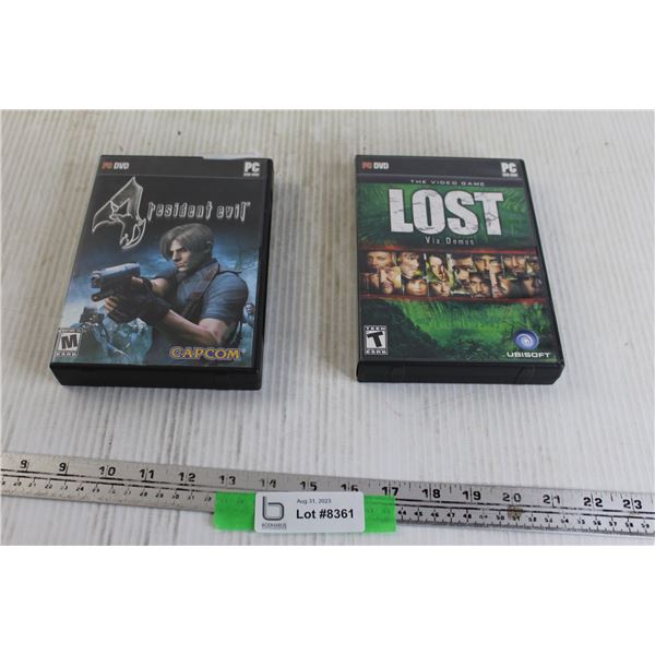 (2) PC DVD Video Games - Resident Evil, LOST Via Domus