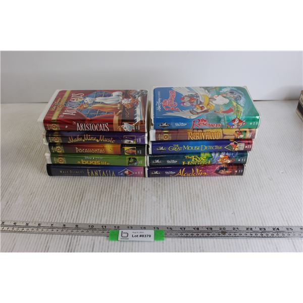 (10) Disney VHS Tapes - A Bug's Life, The Aristocats, Robin Hood, Fantasia, Pocahontas