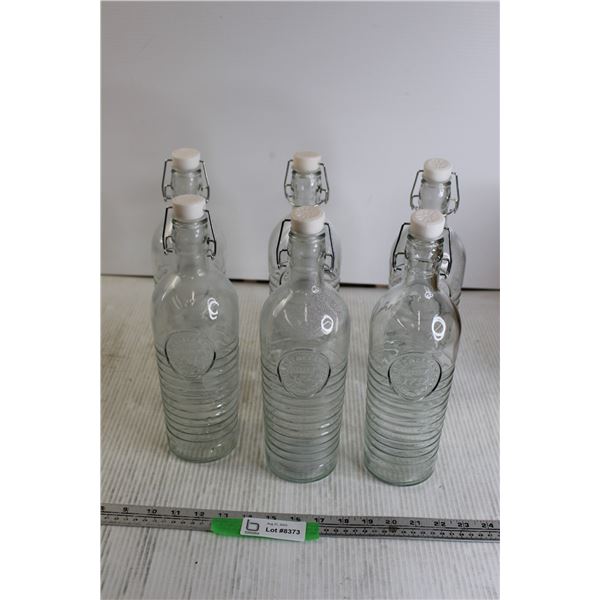 (6) Glass Bottles with Stoppers