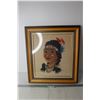 Image 1 : Framed Art of an Indigenous Woman - 19 1/2" x 21 1/2"