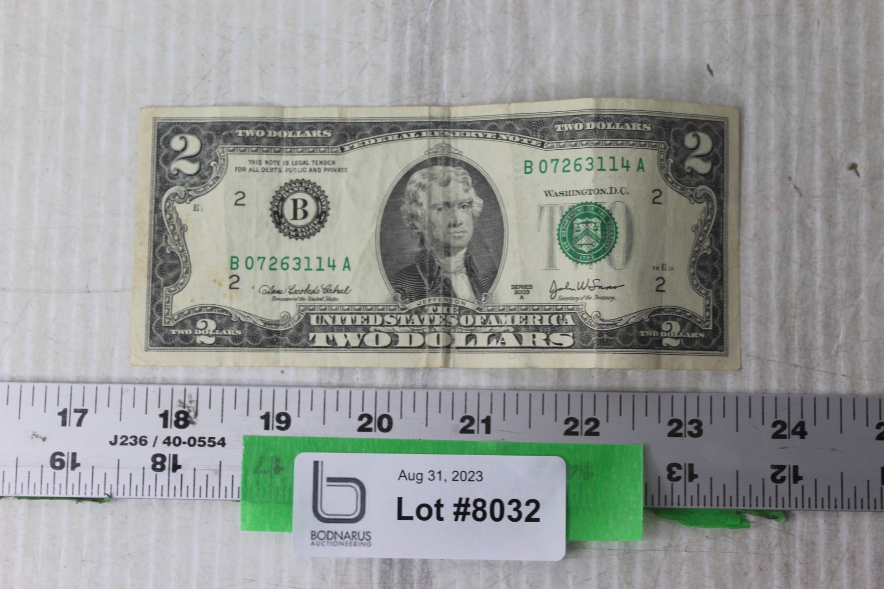 2003 USA $2 Bill - Bodnarus Auctioneering