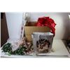 Image 1 : Box of Christmas Decorations - Fabric - Tree Skirt - Gift Bags