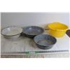 Image 1 : (3) Enamel Bowls, Plastic Bowl