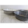 Image 6 : (3) Enamel Bowls, Plastic Bowl