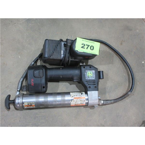 ESTATE CORDLESS JOHN DEERE GREASE GUN WITH BATTERY & CHARGER (WORKING)