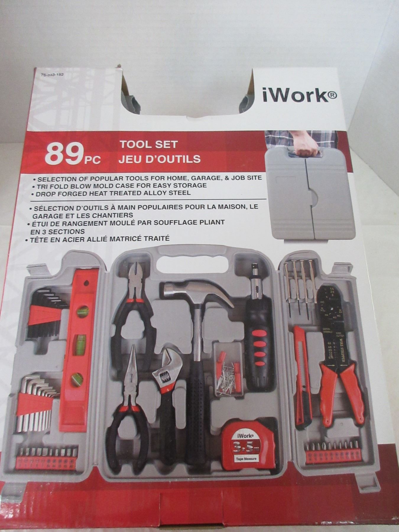 NEW: IWORKS 89 PIECE TOOL SET IN CARRY CASE (HANDLE BROKEN)