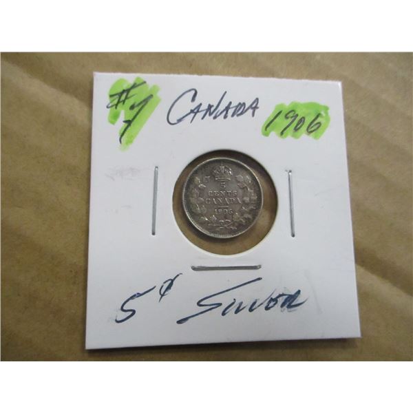 1906 CANADA KING EDWARD VII SILVER FIVE CENT