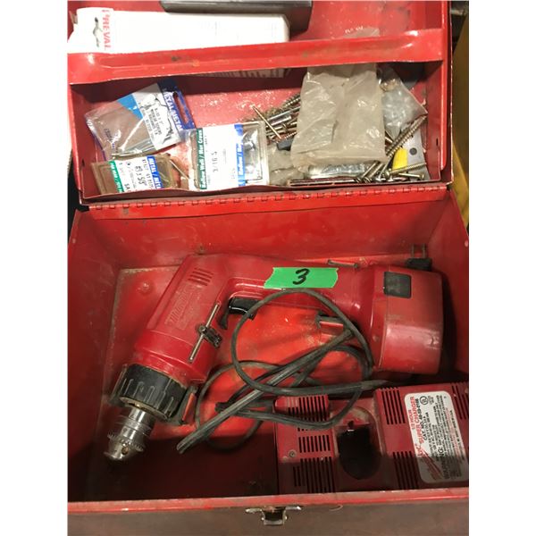 MILWAUKEE 3/8" CORDLESS DRIVER DRILL C/W BATTERY & CHARGER (AS IS):