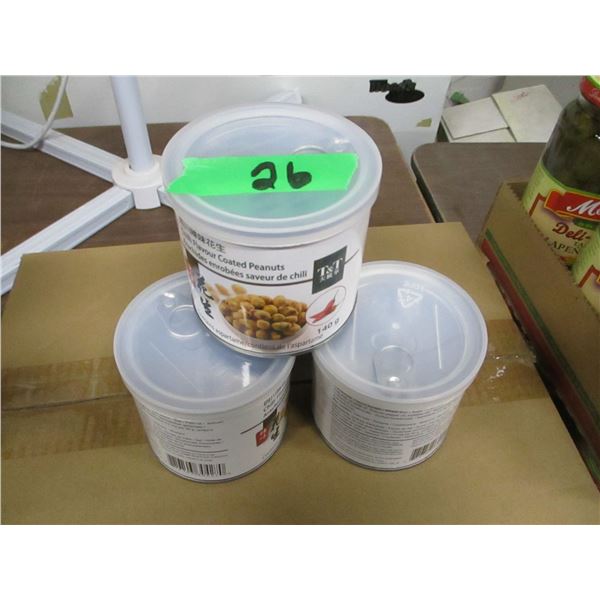 SHELF PULLS (AS IS):  CHILI FLAVOR PEANUTS (4 X 140 G CANS) - PER BUNDLE