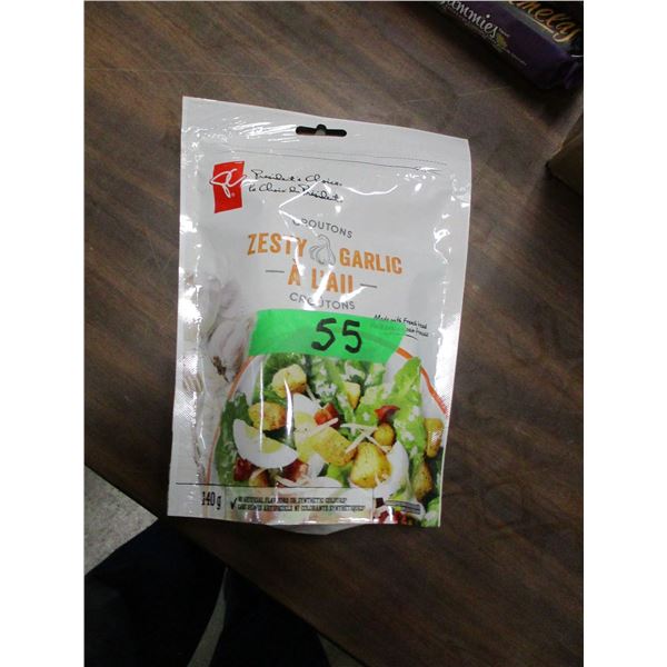 SHELF PULLS (AS IS):  ZESTY GARLIC CROUTONS (140G)
