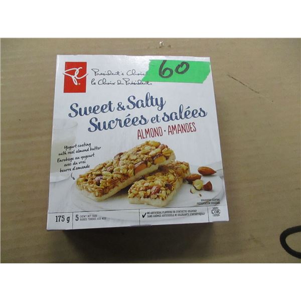 SHELF PULLS (AS IS):  SWEET & SALTY BARS (175G) - PER BOX