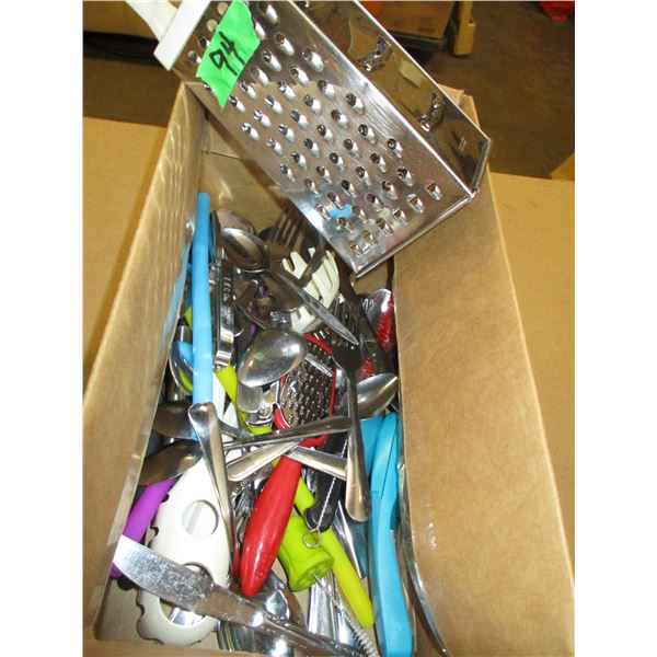 ESTATE:  BOX C/W KITCHEN UTENSILS