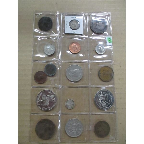 STOCK SHEET OF OVER 15 WORLD COLLECTIBLE COINS