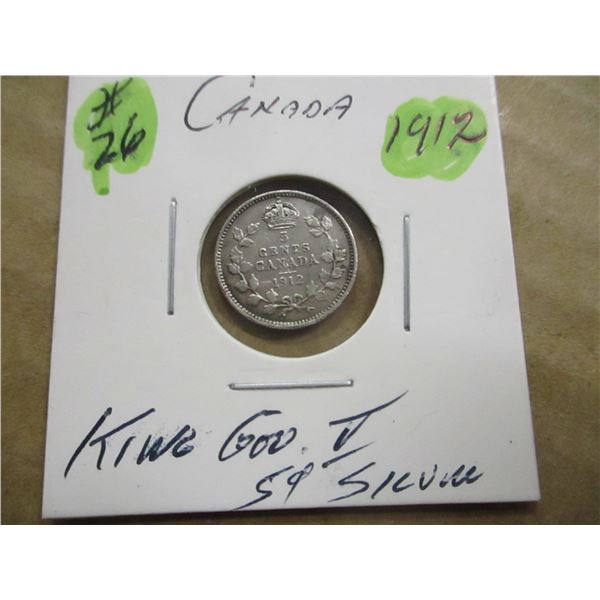 1912 CANADA KING GEORGE V SILVE FIVE CENT