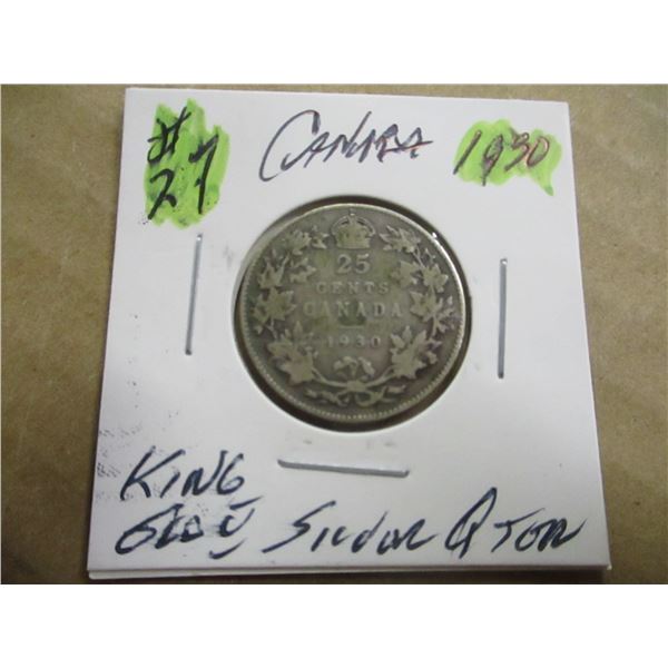 1930 CANADA KING GEORGE V SILVER QUARTER