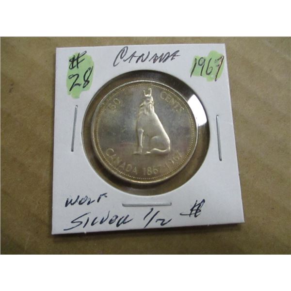 1967 CANADA WOLF SILVER HALF DOLLAR