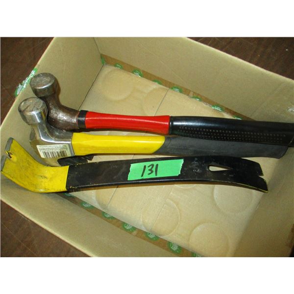 ESTATE:  BOX C/W 2 HAMMERS, 1 PRY BAR