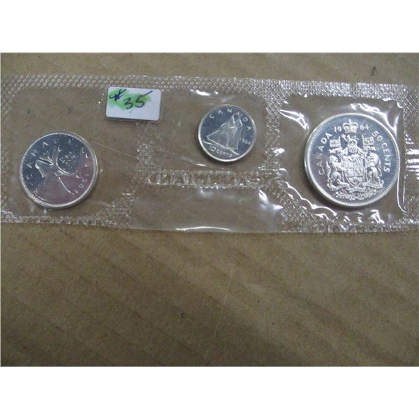 1964 CANADA SILVER COIN (DIME QUARTER HALF DOLLAR) SET