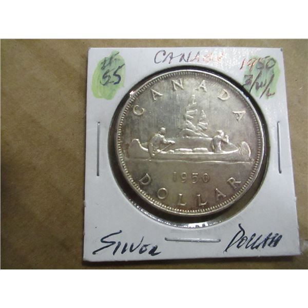 1950 (3 WATERLINE) CANADA SILVER DOLLAR