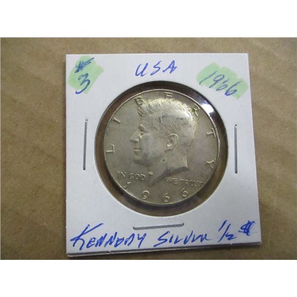 1966 USA KENNEDY SILVER HALF DOLLAR