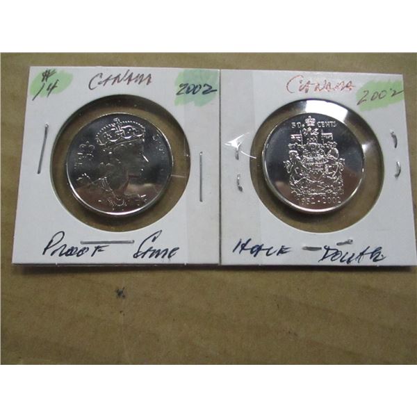 1952 - 2002 PROOF CAMEO CANADA HALF DOLLAR SET