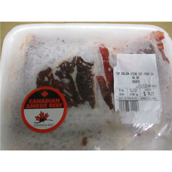 SHELF PULLS (AS IS);  BEEF SIRLOIN TOP STEAK (APPROX. $14.00)