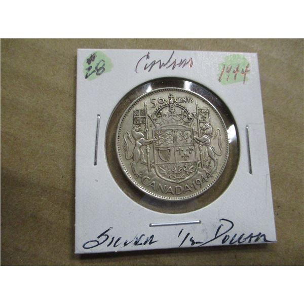 1944 CANADA KING GEORGE VI SILVER HALF DOLLAR