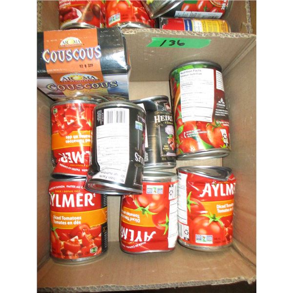 FREIGHT DAMAGE (AS IS);  BOX C/W TOMATOES, COUSCOUS, ETC