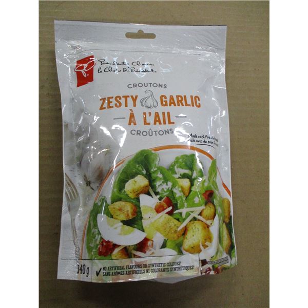 SHELF PULLS (AS IS):  ZESTY GARLIC CROUTONS (140G) - BAG