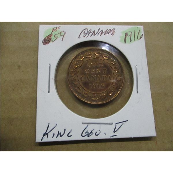 1916 CANADA CH/AU KING GEORGE V LARGE PENNY