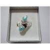 Image 2 : NEW:  STERLING SILVER TURQUOISE RING (SIZE 8)