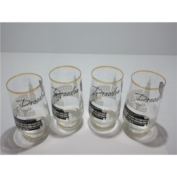 ESTATE:  4 GOLD TRIMMED DRESDEN GLASSES