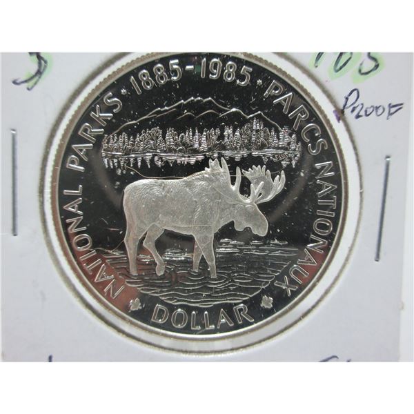 1985 PROOF CANADA NATIONAL PARKS SILVER DOLLAR