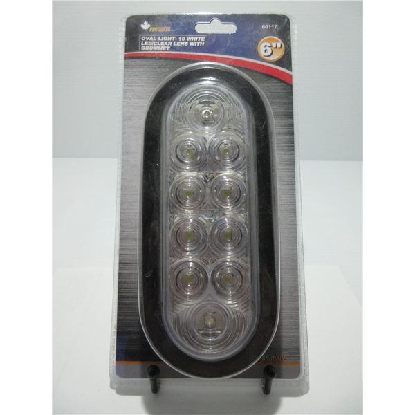 NEW:  OVAL LIGHT 10 WHITE LED/CLEAR LENS WITH GROMMET (6")