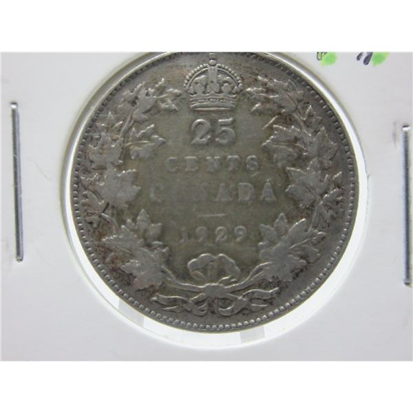 1929 CANADA KING GEORGE V SILVER QUARTER