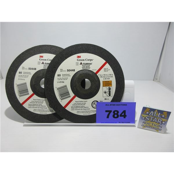 NEW:  3M GREEN CORPS 80 GRAIN CUTTING DISCS (2)