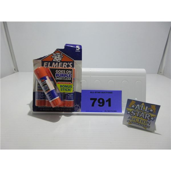 NEW:  ELMER'S 5 PACK OF PURPLE GLUE STICKS (DRIES CLEAR)