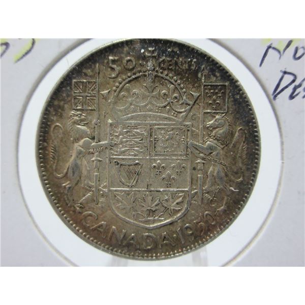 1950 NO DESIGN "0" CANADA SILVER HALF DOLLAR
