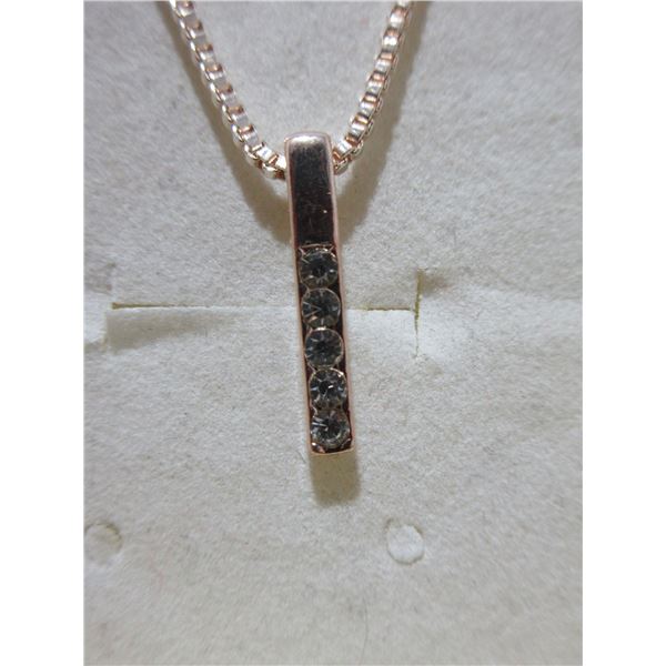 NEW:  ROSE GOLD COLOR GEOMETRIC CZ PENDANT & 18" NECKLACE
