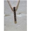 Image 1 : NEW:  ROSE GOLD COLOR GEOMETRIC CZ PENDANT & 18" NECKLACE